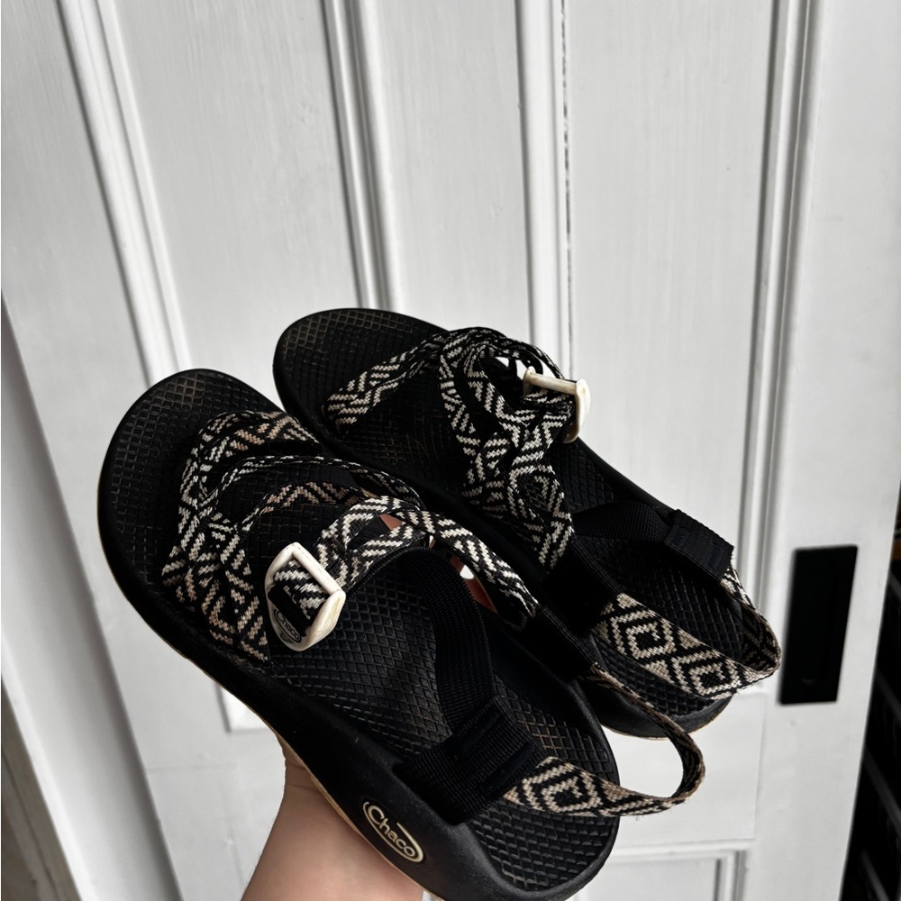 Chaco Women's Geometric Black and Cream Sandals